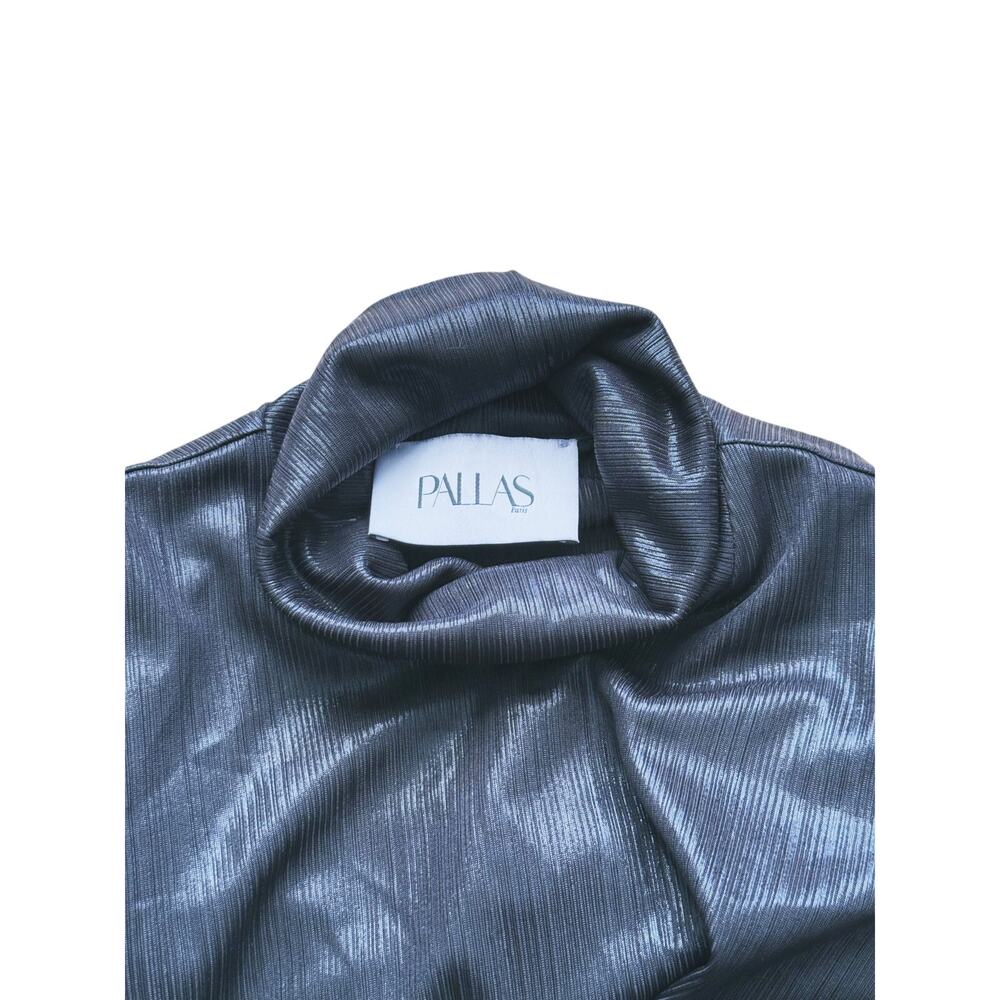 Pallas Womens Metallic Lurex Turtleneck Top S Black Designer Edgy Luxury Evening - Picture 6 of 7